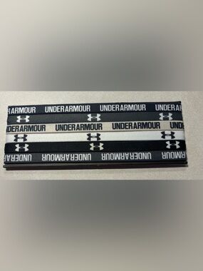 Under Armour Black White Tan Stretch Logo Headbands - 6 Pack